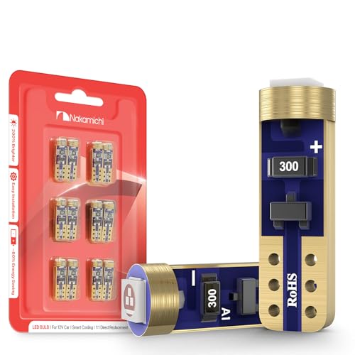 Nakamichi T5 W2W LED Bulb 37 74 2721 for PC74 PC37 Socket, Extremely Bright 12V 2016 SMD Chip Dashboard Instrument Panel Gauge Cluster Control Indicator Interior Light Lamp (Emerald Green, Pack of 12)