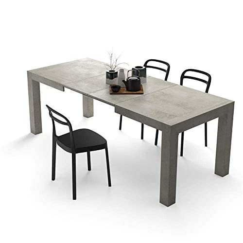 MOBILI FIVER, Table Extensible Cuisine, Iacopo, Ciment, 140 x 90 x 77 cm, Mélaminé, Made in Italy