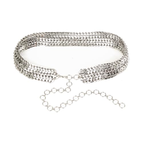 ILuvatar Metal Belt Women's Chain Belt Metal Belt Adjustable Body Connection Dress Belt Scale Panel Punk Belt