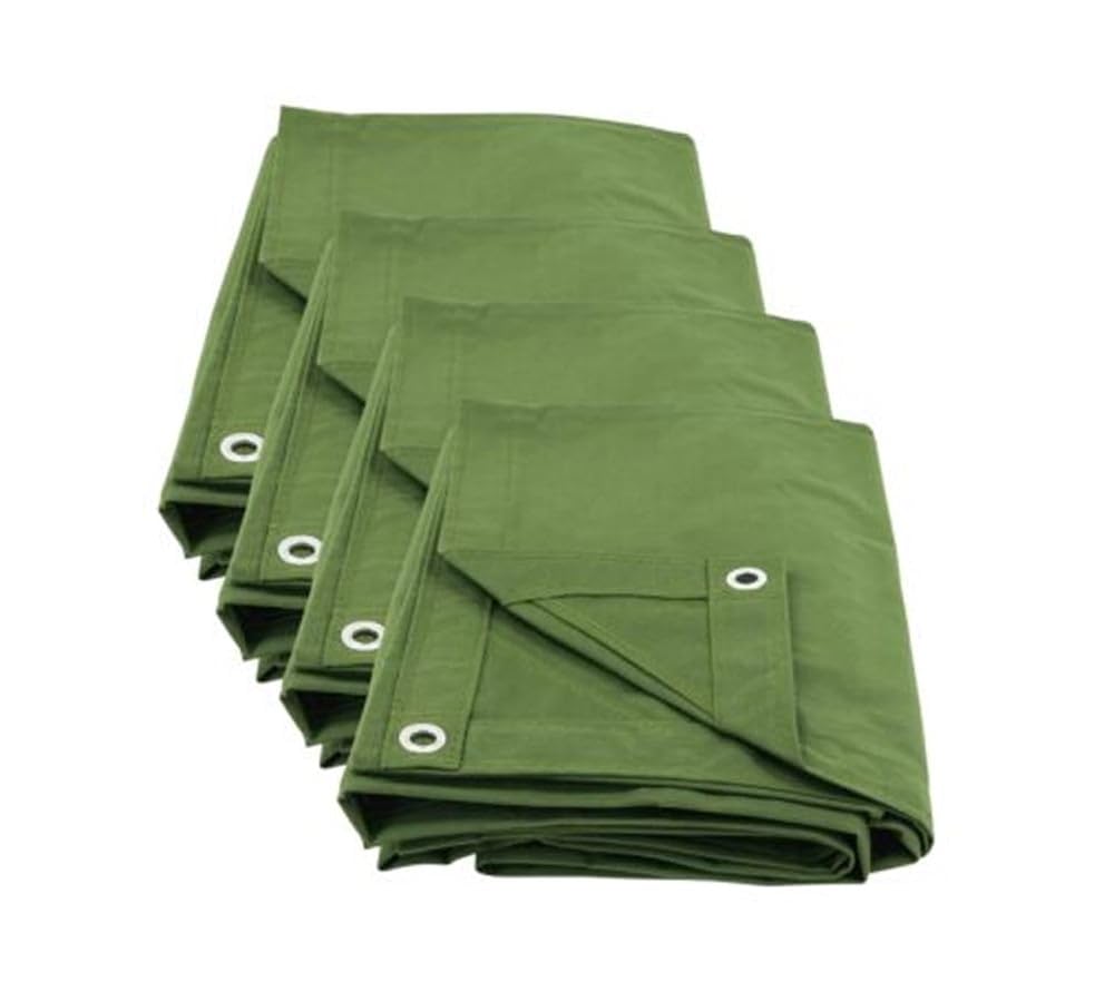 Mytee Products (4 Pack) 6' x 8' Green Canvas Tarp 12oz Heavy Duty Water Resistant