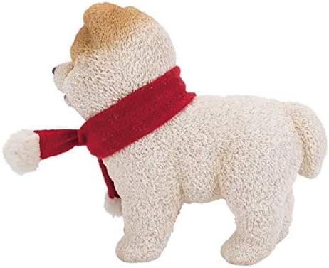 Pacific Giftware PT Short Hair Boo Dog with Red Christmas Scarf Decorative Resin Figurine