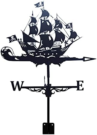 YDHNB Weathervane in Garden & Outdoors Weather Vane Stainless Steel Sailing Boat Pirate Ship Weathervane Black Spray Paint Outdoor Sheds Iron Yard Roof Barns Decoration