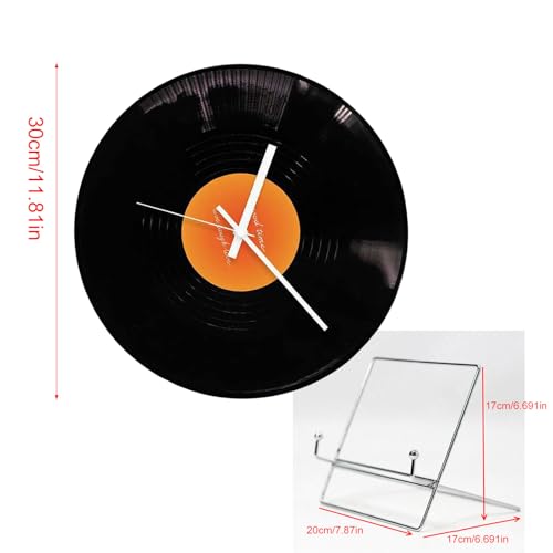 Horloge nostalgique disque à cadran noir et aiguilles blanches pour décoration