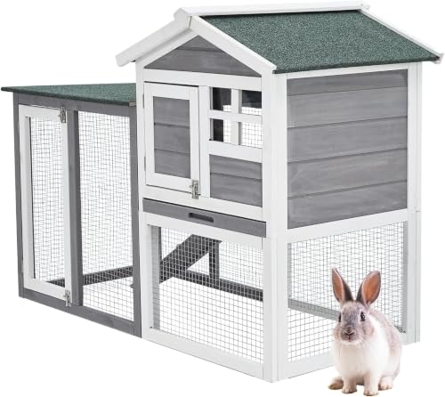 CuisinAid 48' 2 Story Wooden Rabbit Hutch with Lockable Caster Wheels