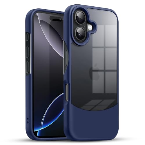Image of KARWAN️Ultra-Hybrid Shockproof Back Cover Case for iPhone 16 | Camera Protection Bump |Shockproof Back Cover Case for iPhone 16 (PC & TPU, Smoked Matte Sides) Blue