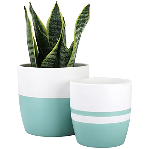 LA Jolie Muse Juego de Macetero Redondo de Cerámica para Interior - Maceta...