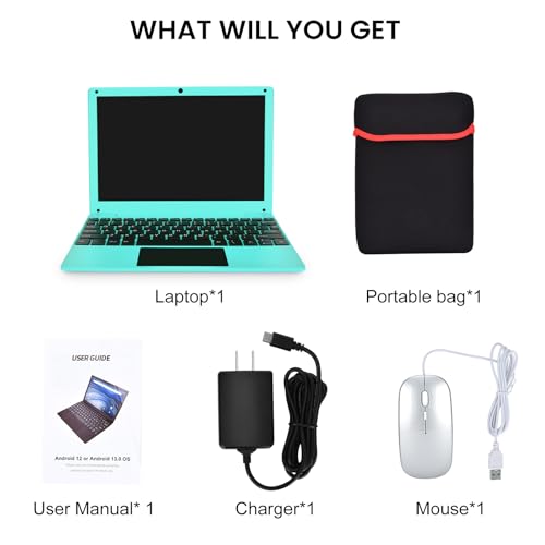 Image of 10.1 Inch Android 12.0 OS Laptop Computer,2GB RAM,64GB EMMC,AllWinner Quad-core 64-Bit Processor A133 Netbook,Ultra Slim Portable Business Office Study Laptop (Inches, 10, Blue)