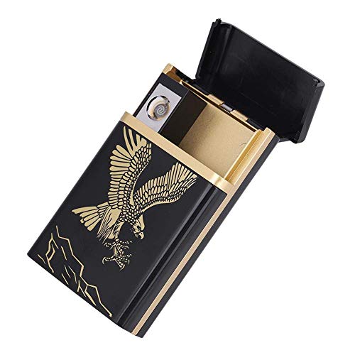 BESTT Caja de Cigarrillos con Encendedor - Estuche portátil 2 en 1 con un Encendedor eléctrico Recargable Super Mini USB (#3)