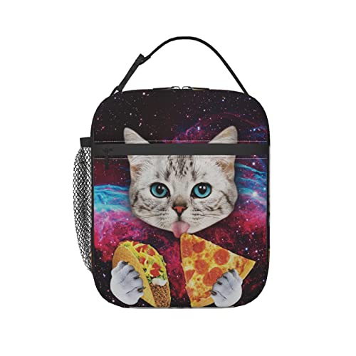 Yilad Galaxy Taco Cat Pizza Reusable Lunch Box Insulated LunchBox Cooler Lunch Bag
