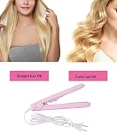 Mini Courgeur de cheveux Mini Redresseur de cheveux, Coiffage Fer chauffant Curler, Redressant de cheveux en fer plat pour les voyages Dortoir plat en fer ou à la maison (puce)