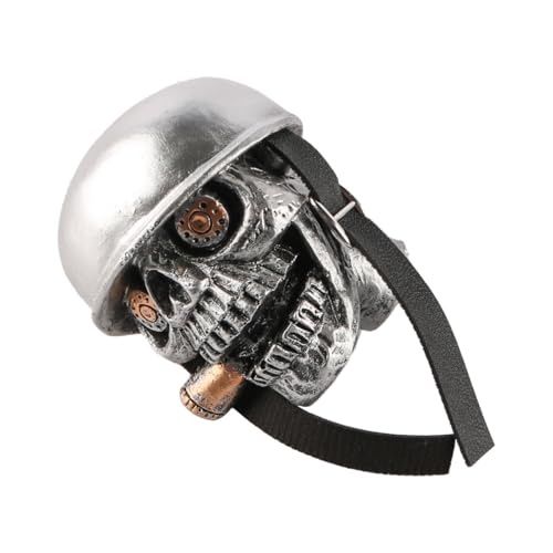 Sarini Totenkopf-Soldat-Griff handgefertigt Totenkopf-Soldat-Schaltknauf rostfrei Auto-Schaltknauf mit Schraube silberner Totenkopf-Auto-Schaltknauf