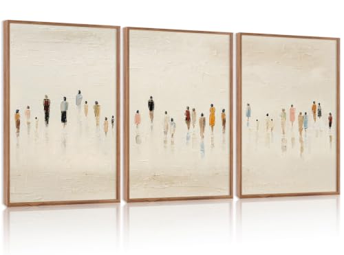 Image of CHDITB 3D Textured Human Silhouette Wall Art,Earthy Tone Crowd Figure Decor