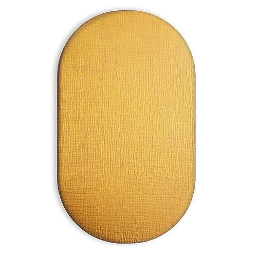 Image of Bassinet Sheet for Baby Boy and Girl, Fitted Sheets for Rectangle, Oval, Hourglass Bassinet Mattress, Muslin Moses Basket Sheets with Neutral Style (Mustard Yellow)