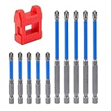 SeonFook 10PCS Magnetic Pozidriv Phillips Slotted Screwdriver Bit Set for Electricians 1/4 Inch Hex Shank PH2 Special S2 Steel Flat Slotted Phillips Cross Head Screw Driver Drill Bits(65+110mm Length)
