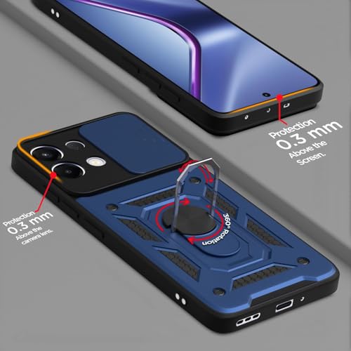 Image of Luxe Back Cover for Oppo K13 Turbo 5G / Oppo K13 Turbo Pro 5G | D10 Tough Armor Case | Sliding Camera Shield | 360 Protection | Kickstand Ring Holder | Military-Grade Bumper Case