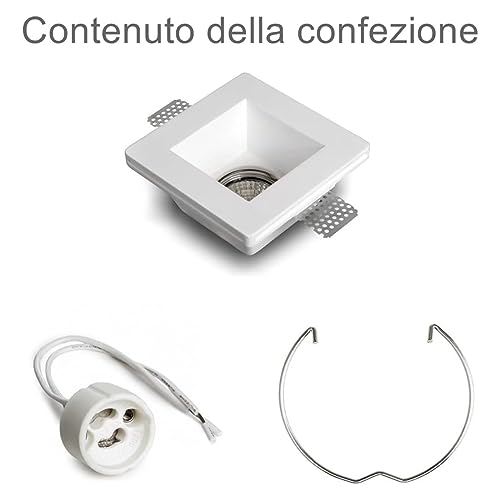 Soporte para foco de yeso cerámico empotrable con acabado invisible de alta gama, 5 piezas 3