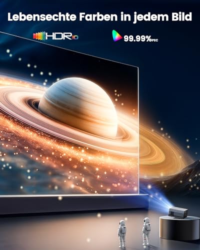 4K Beamer mit Google TV & Netflix/Disney+, Dolby Audio, 1000 ANSI Smart Beamer 4K Autofokus Trapezkorrektur, HDR10, Sprachsteuerung, WiFi Bluetooth Full HD 1080P Heimkino/Outdoor Projektor HDMI ARC