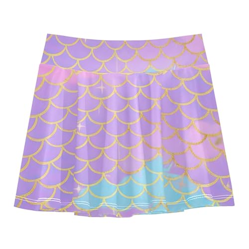 Colored Athletic Shorts for Girls Skorts Kids Tennis Skirts Butterfly Skirt Pastel Purple Mermaid Scale Pink 4t