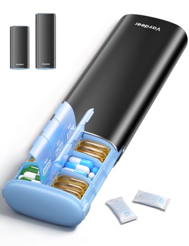 Image of Vaydeer Large Metal AM PM Pill Organizer 7 Day, Moisture-Proof Desiccant