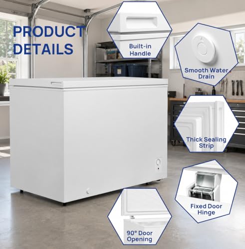Image of Smad Chest Freezer 18 Cu. Ft. Deep Freezer with Removable Basket, Energy-Saving, Garage Ready, Commercial Freezers 7 Adjustable Temperature, 4 Wheels, Low Noise, for Meat, Families, Outdoor, White