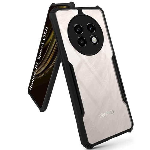 Image of Jkobi Back Cover Case for Realme P1 Speed (Shockproof with Polycarbonate Clear Panel | Professional Black)