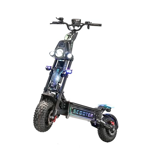 T90 Pro Electric Scooter Adults 10000W Dual Motor, 72V 45Ah Removable Battery, 14” All Terrain Fat Tires, 65 Miles Range 68 MPH, Foldable