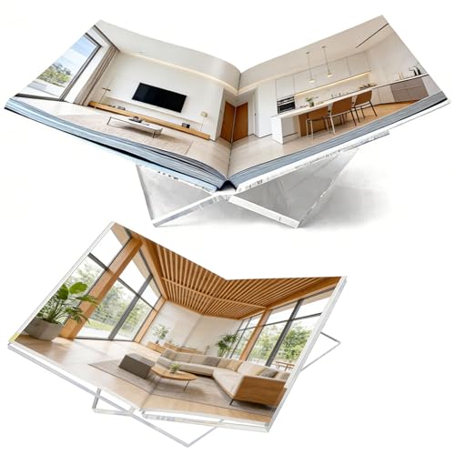 Large Clear Acrylic Book Stand, 12.5" x 9.5" x 5.7”, Open Book Holder Stand for Display and Reading Cookbooks, Art Books, Bibles, Magazines, Textbooks - Home and Table Decor