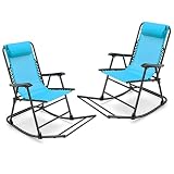 WYFDP 2 Piece Patio Camping Rocking Chair Folding Rocking Chair Footrest