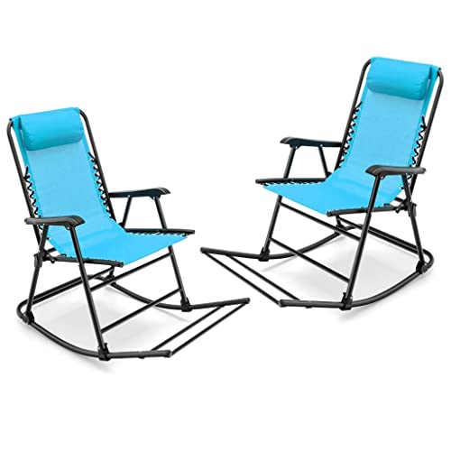 Wyfdp 2 Piece Patio Camping Rocking Chair Folding Rocking Chair Footrest #TOP15