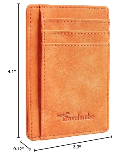 Image of Travelambo Slim Wallet Front Pocket Minimalist Leather RFID Blocking Medium Size