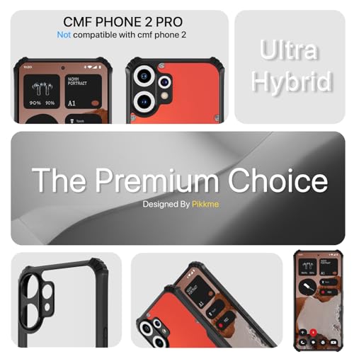 Image of Pikkme Back Cover for CMF by Nothing Phone 2 Pro 5G | Ultra Hyrbid | Full Camera Protection | Raised Edge | Crystal Clear Transparent Bumper Case (Black)