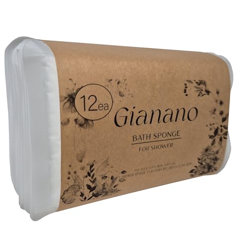 GIANANO Esponjas de baño (paquete de 12), fáciles de transportar con textura higiénica y suave, portátiles, desechables, aptas para viajes, adecuadas para todo tipo de piel
