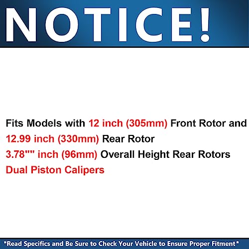 Image of Detroit Axle - Brake Kit for Escalade Avalanche Silverado Suburban Sierra 1500 Brake Rotors Ceramic Brakes Pads Replacement: 12'' inch Front Rotor and 12.99'' inch Rear Rotor