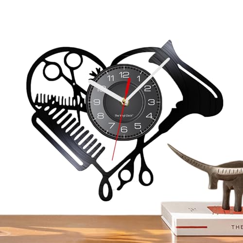Horloge murale LED de coiffure silencieuse avec ciseaux et peigne - 8