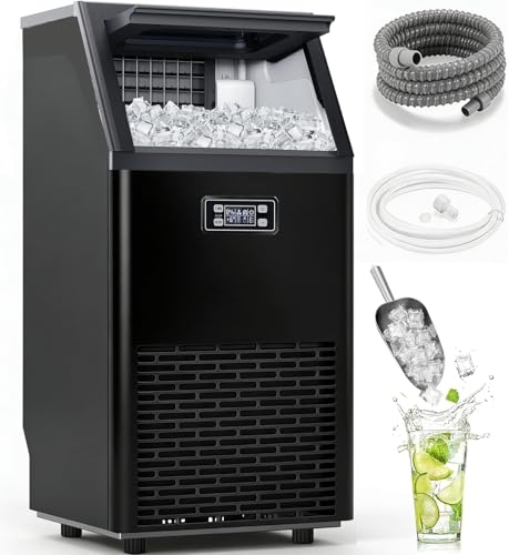 Image of Electactic Commercial Ice Maker Machine,145Lbs /24H Stainless Steel Ice Machine,33lbs Storage, Auto Self-Cleaning Freestanding Ice Maker, Ice Machine Freestanding for Bar /Cafe /Restaurant