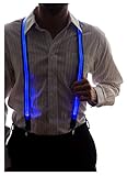 Neon Nightlife Men's Light Up LED Suspenders, 7 Color Selection LED Battery Pack, One Size