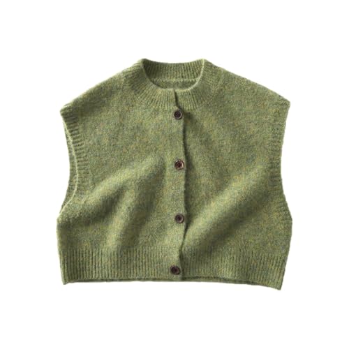 Kids School Uniform Sweater Vest Crew Neck Sleeveless Sweaters Cardigan Back to School Button Down Knit Tank Tops Trendy Preppy Casual Clothes,Green, Size 5-6 Years