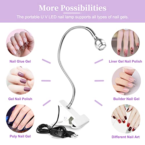 Saviland Mini Nail Led Lamp – Flexible Rotatable Usb Quickly Nail Dryer Gel X Lamp For Nails With Securing Clip Led Light For Nails For Curing Gel Polish U V Nail Gels Manicure Diy #TOP4