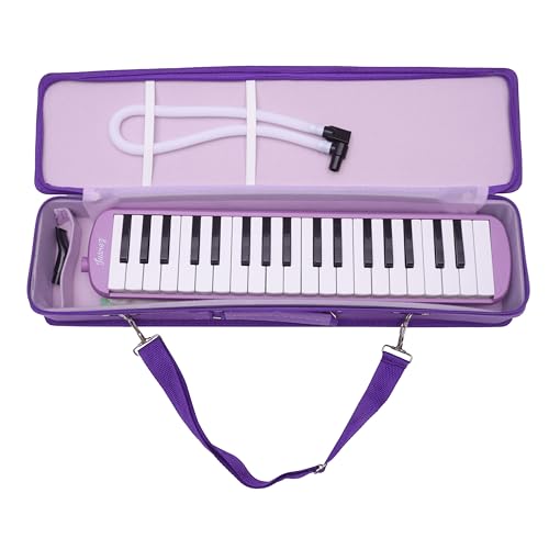 Image of Juarez 37 Key Melodica JMLD37PP Musical Instrument Soprano Air Piano Keyboard Pianica with Carrying Bag, 1 Soft Long Tube, 1 Mouthpiece, Wipe Cloth, Purple