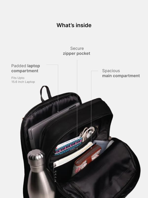Image of ZOUK Women's Office Backpack | Vegan Leather & Handicraft Fabric | PeTA Approved | 15.6 Inch Laptop Compartment | Dual Zipper Pockets | Water Resistant | Trolley Passthrough | 17.5L