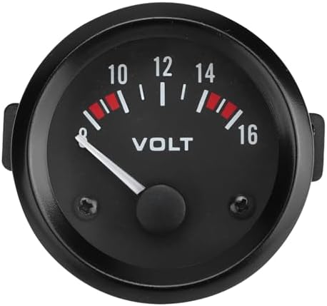 Aramox Voltmeter, 12V Universal Car Voltage Gauge of 52mm/2in Diameter, Voltage Meter with Black Dial and Round Panel, 8-16V Measurement Range, BX100007