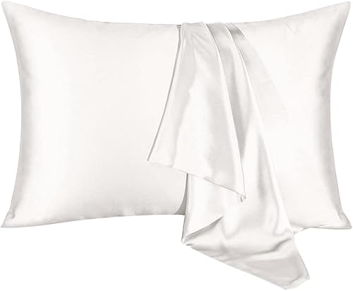 Miniatura 2 de Gealaek Paquete de 2 fundas de almohada de seda satinada para cabello y piel, con cierre de sobre, fundas de almohada de enfriamiento tamaño King 20