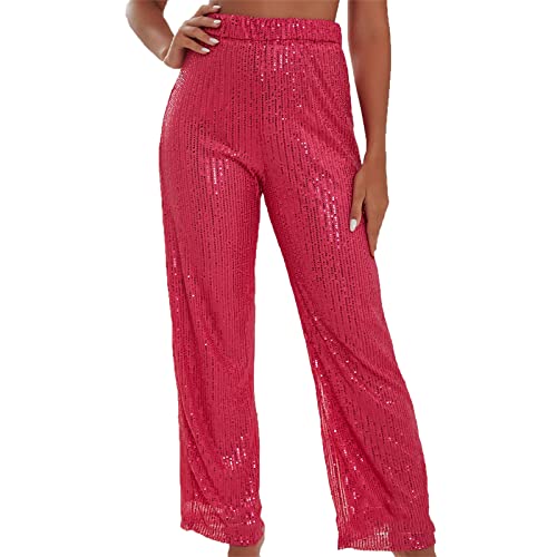 Pantalon à paillettes jambe droite femmes sans irritation pour briller confortablement