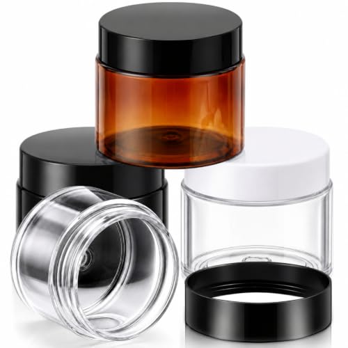 Patelai 4 Pcs Plastic Jars with Lids, Classic Mix Color, 4 oz, Wide Mouth