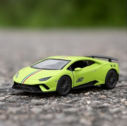 Image of 1:32 Scale Lamborghini Die-Cast Car - Alloy Pull Back Toy Vehicle with Openable Doors - Sports Car Model with Realistic Detailing for Boys, Kids & Collectors (Yellow)