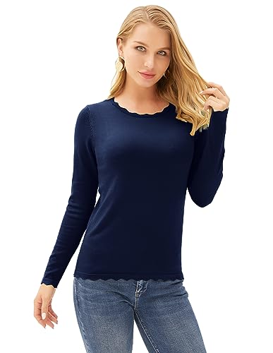 Image of GRACE KARIN Fall Sweaters for Women 2026 Long Sleeve Crewneck Business Casual Tops High Stretchy Knit Fitted Pullover Sweater
