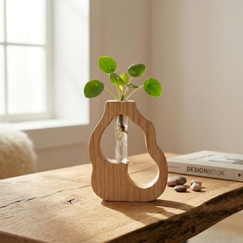 Image of CraftVatika Decorative Items for Home Decor, Test Tube Flower Wooden Vase for House Warming Gifts New Home Living Room, Anniversary Return Birthday Gifts for Woman Man, Aesthetic Room Decor Items