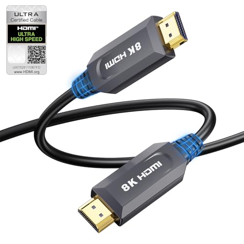 DavVision 8K HDMI Cable 50ft/15M, in-Wall CL3 Rated Fiber Optic HDMI Cable 2.1 Support [8K@60Hz] Dynamic HDR/eARC/HDCP 2.2&2.3/3D, Certified Ultra High Speed Long HDMI Crod for HDTV, Laptop, PC…