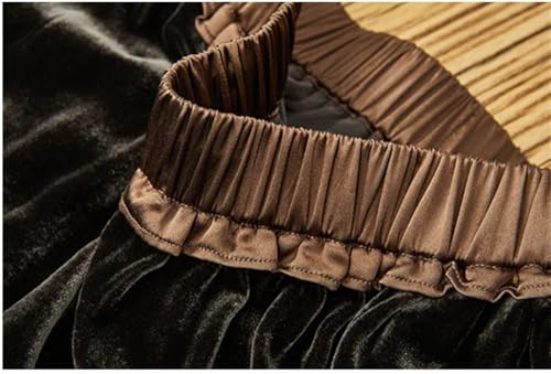 Women's Silk Velour High Waist Long Swing Midi Skirt Casual Solid A-Line Ankle Length Pull On Skirt3