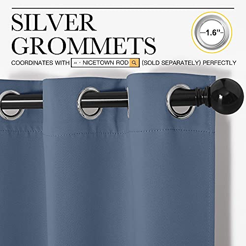 Image of NICETOWN Kitchen Curtains with Grommet Top, Privacy & Room Darkening Thermal Insulated Draperies for Boys Bedroom, Nursery (Stone Blue, 34 inch Wide by 54 inch Long, Set of 2)